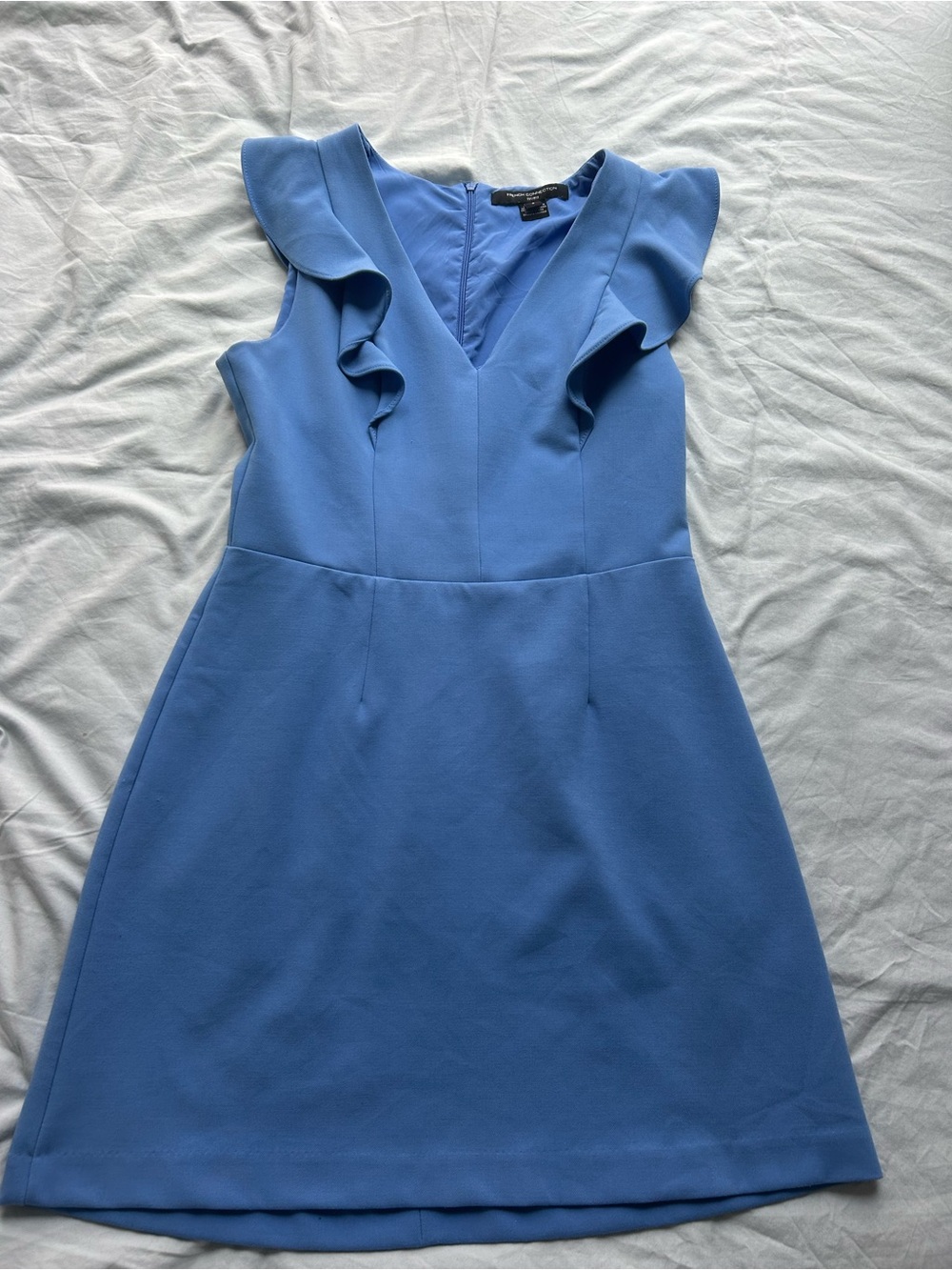 French Connection Periwinkle Blue Ruffle Sleeve Mini Dress